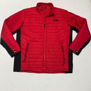 The North Face Mens XL Red Black Thermoball Padded Puffer Jacket Coat